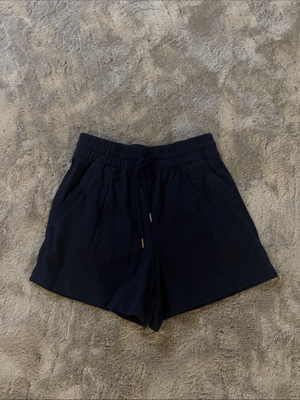 BCBG Navy Blue Soft Pleated High Waisted Drawstring Shorts